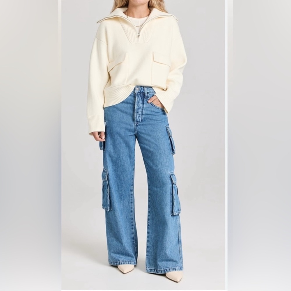 Favorite Daughter jeans cargo pockets button fly Carly size 27 in color highway